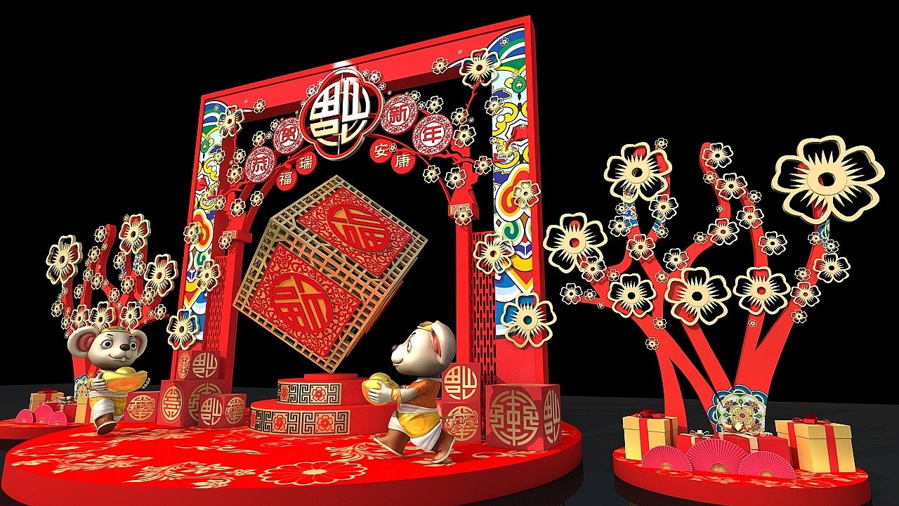 春节美陈（图ZMTg4MjYxNDIw） - 展陈设计 - 站酷设计师皮卡丘TANG原创素材 - 站酷ZCOOL
