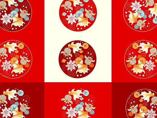 原创中国风图案插画设计刺绣印花儿童年服童装金玉满堂