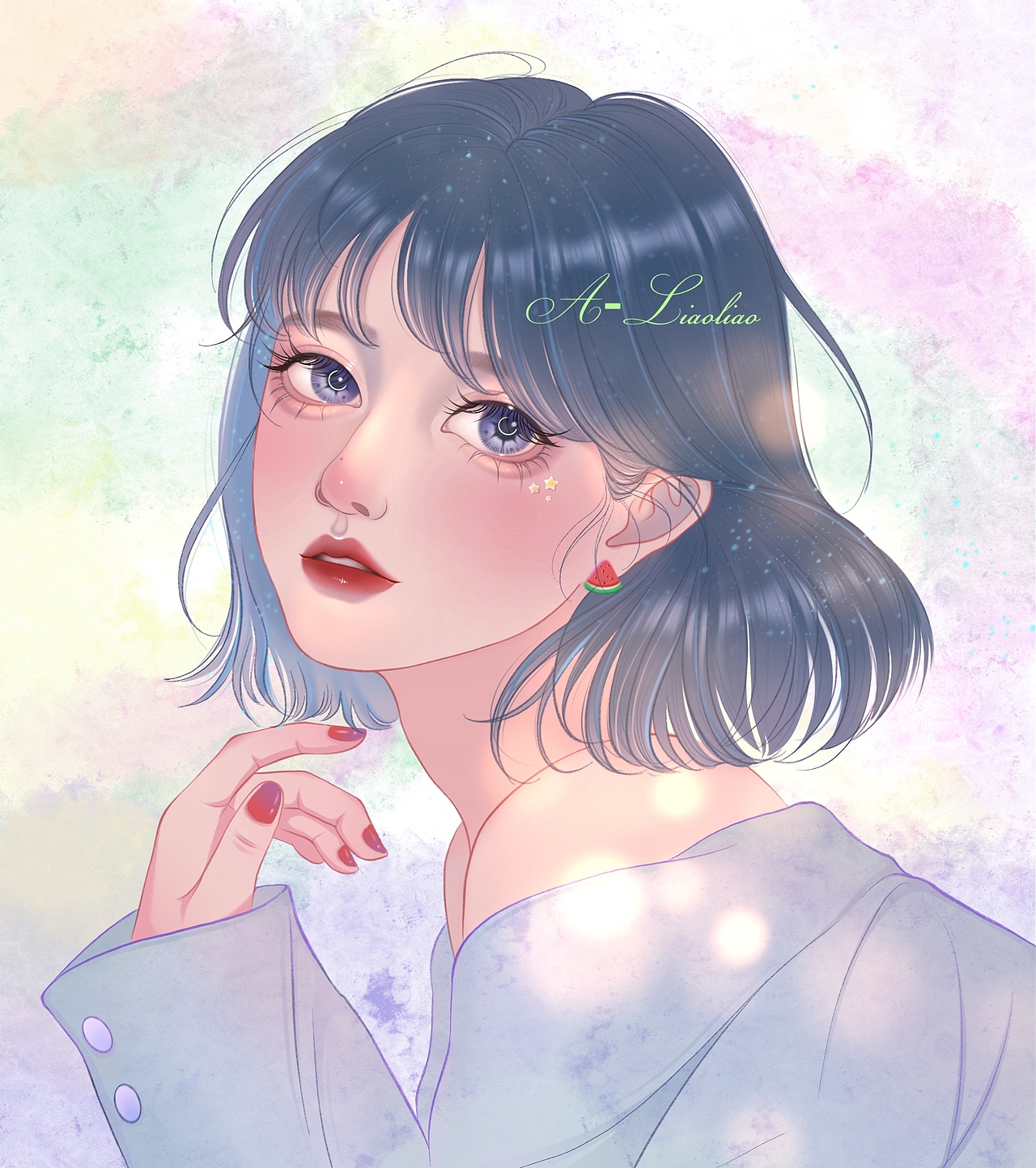 板绘少女插画头像