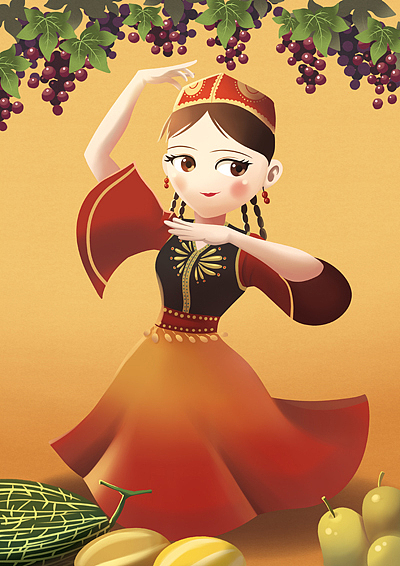 少數(shù)民族插畫 1（圖ZODkxNTU1NzY=） - 創(chuàng)作習(xí)作 - 站酷設(shè)計(jì)師烏蘭鐵木1993原創(chuàng)素材 - 站酷ZCOOL