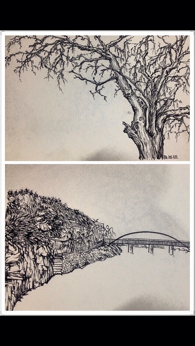 速写写生山水