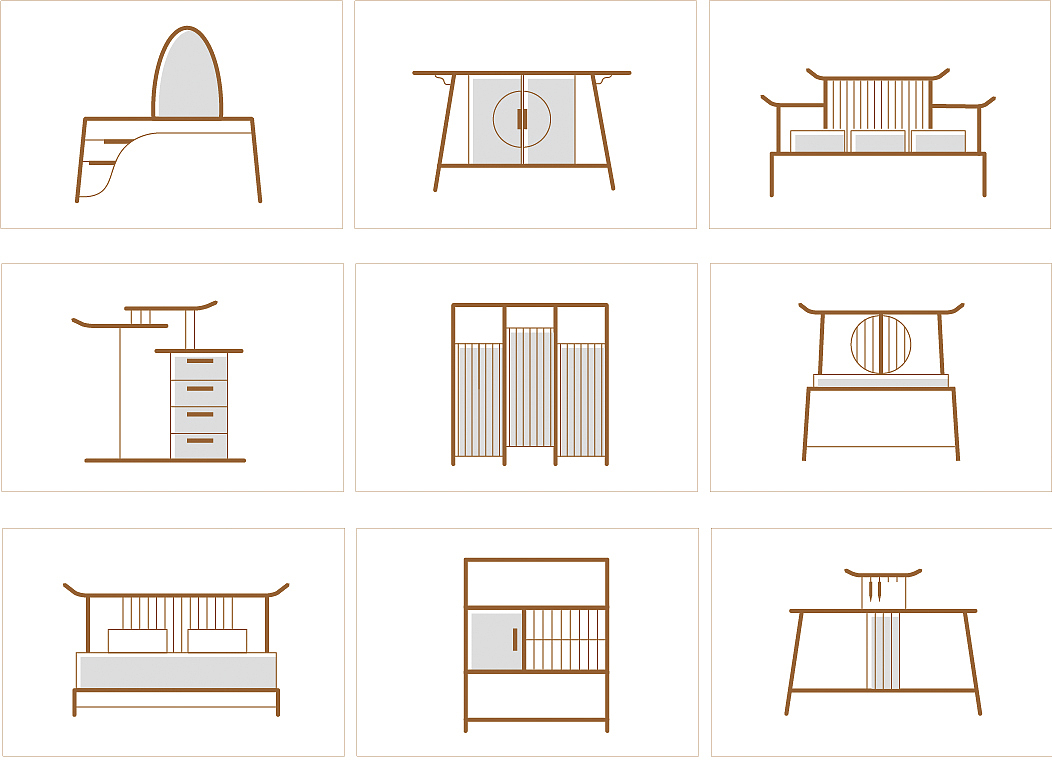 一组原创新中式家具icon
