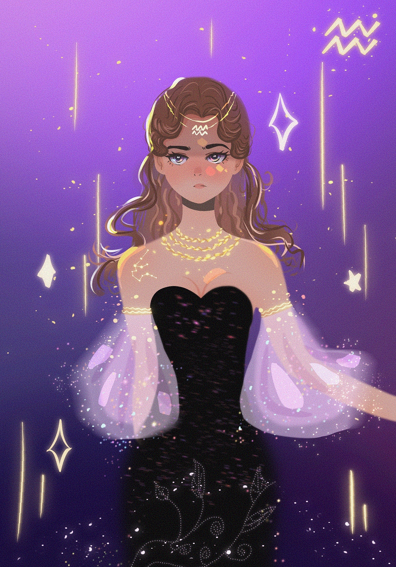 十二星座拟人•水瓶座（图ZMjg2OTMwNzg0） - 艺术插画 - 站酷设计师粉紫周末原创素材 - 站酷ZCOOL