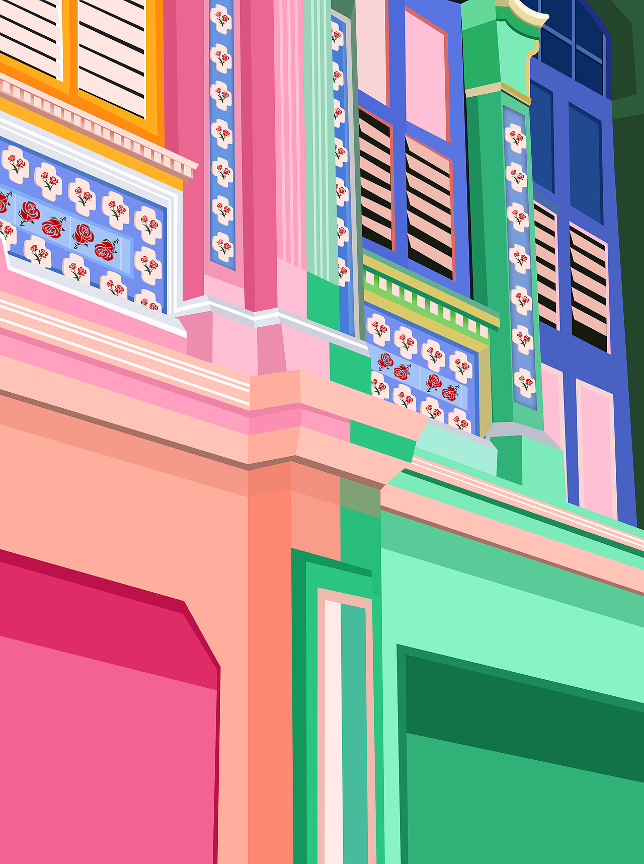 多巴胺城市手绘