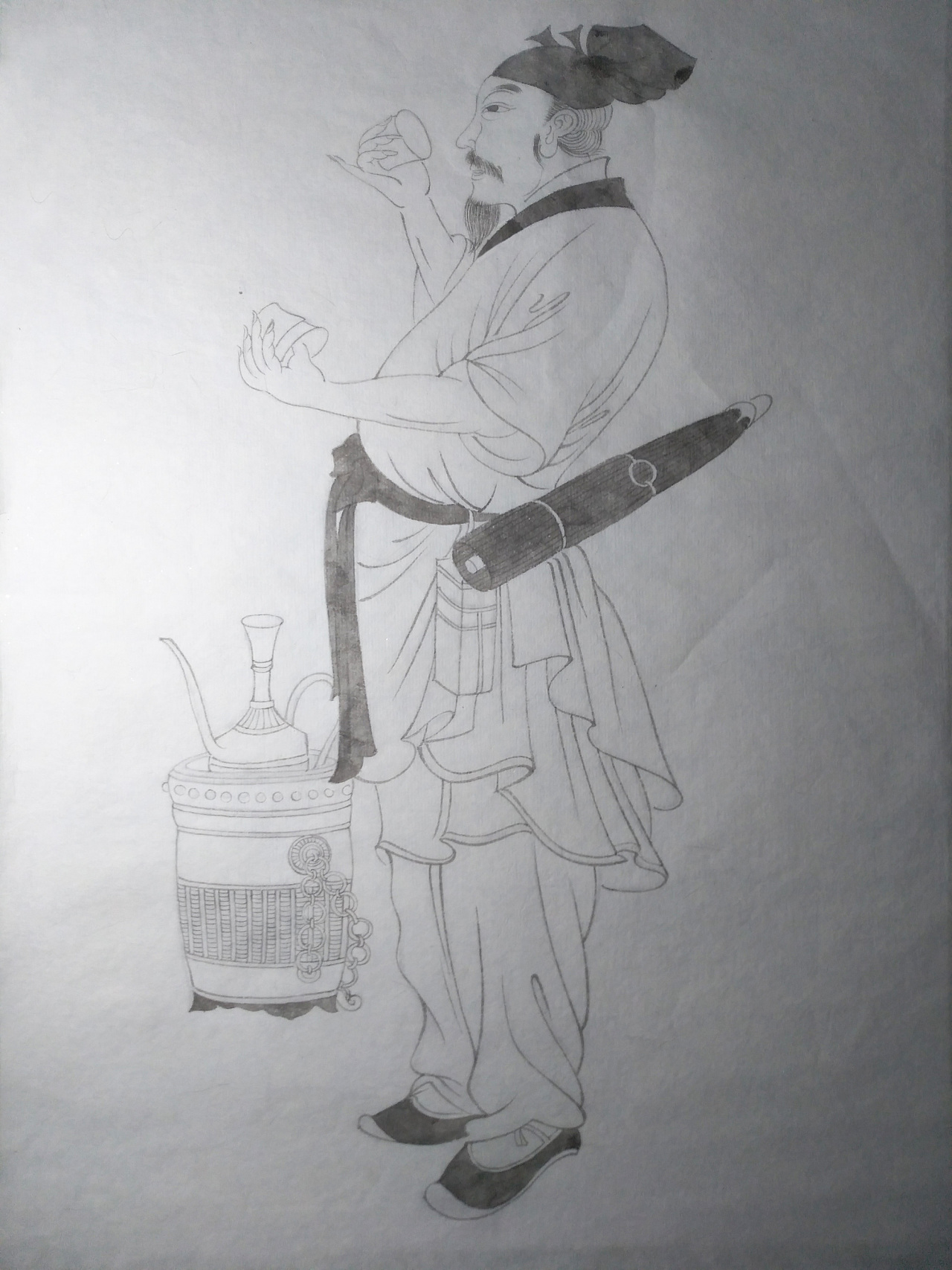 《采茶图》局部,临摹