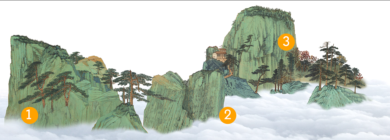 国画大家张大千之作《华山云海图》 三维空间展现!