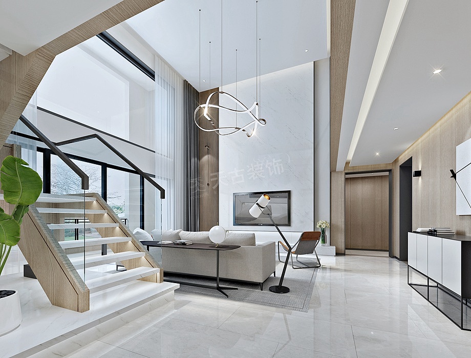 融创滨江壹号顶跃户型装修,现代轻奢风设计效果图