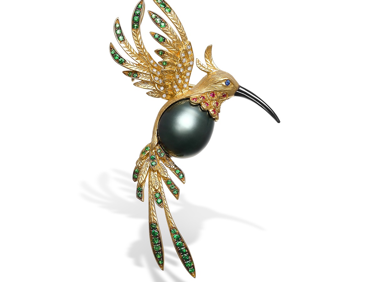 飞鸟胸针异形珍珠首饰作品