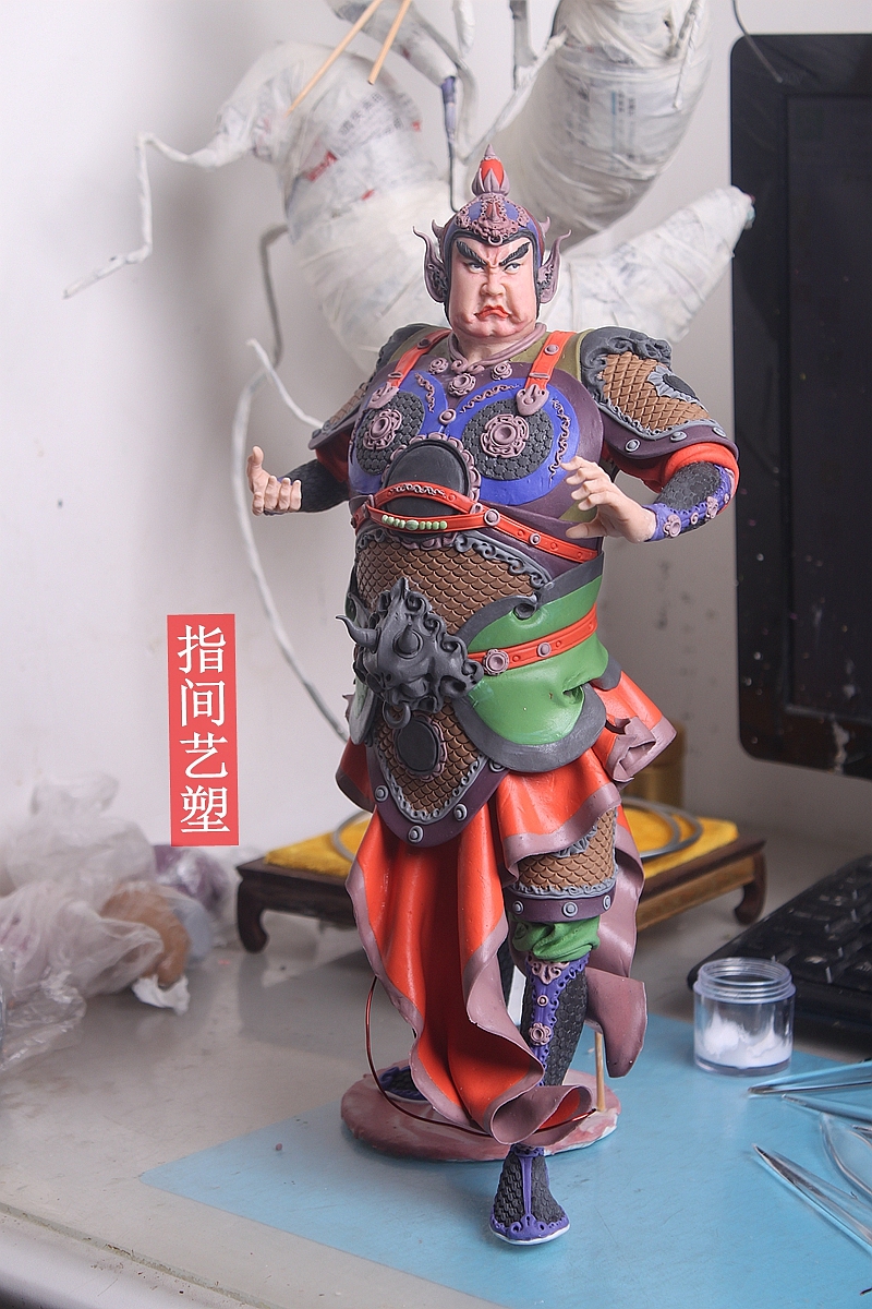 贺加贵面塑软陶(韦陀菩萨 )(图ZNzY4MDQwNDQ=) - 手办/模玩 - 站酷设计师贺加贵3D翻糖原创素材 - 站酷ZCOOL