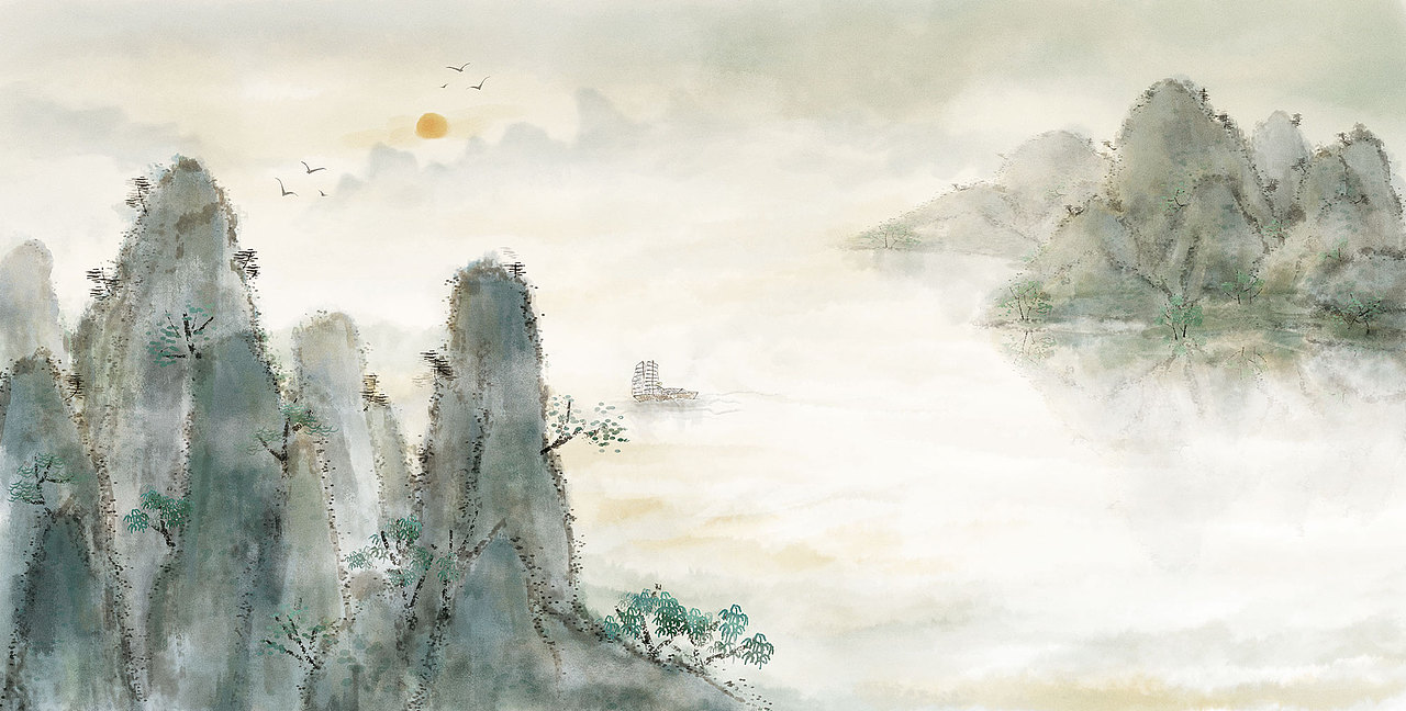 水墨画《小古文-我的第一套部编版文言文背诵书》