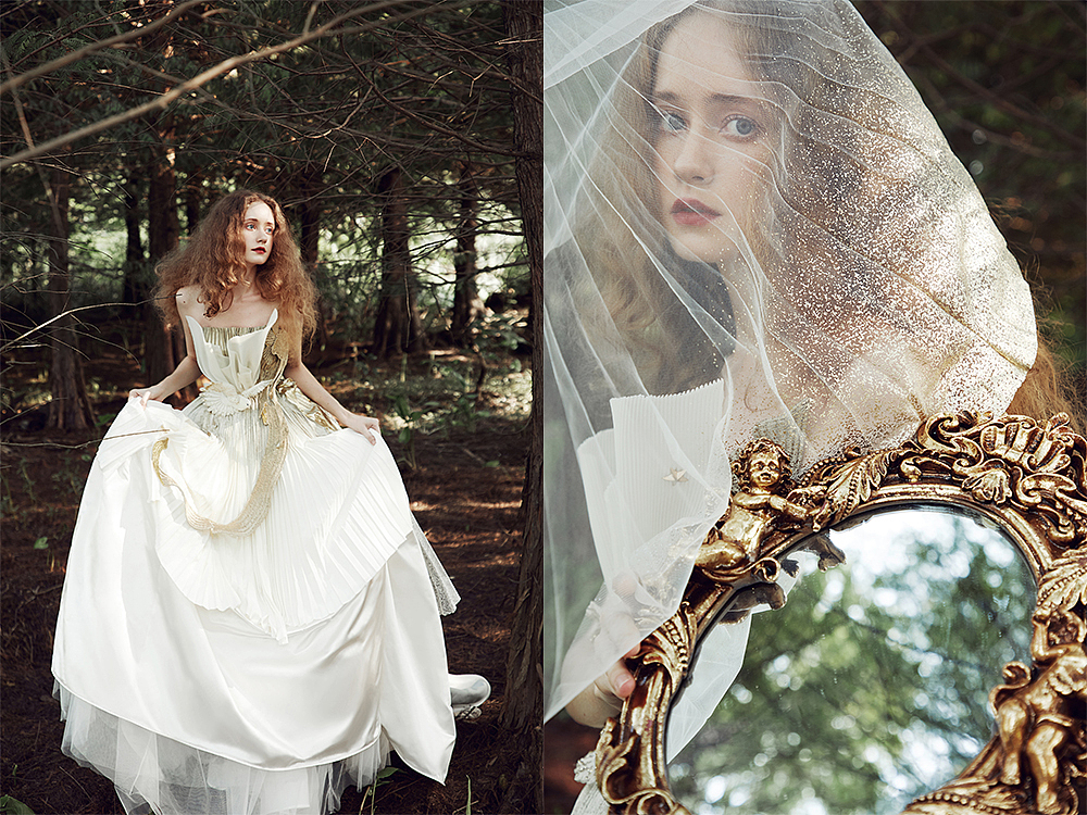 望设计|婚纱设计师兰奕《森林之歌》。一件在脑海中是戏剧般存在的婚纱,仿佛自带BGM,是裙子在唱歌呀🎶