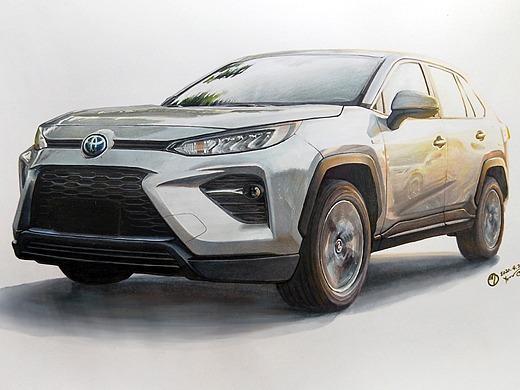 【汽车手绘】行驶中的w兰达双擎,左右冷暖对比