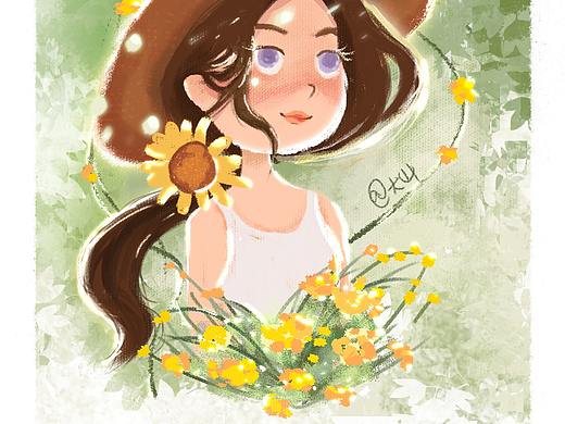 捧花女孩（個人主頁-ZNDU4NDk5Mjg=） - 創(chuàng)作習作 - 站酷設計師大山的啊飛原創(chuàng)素材 - 站酷ZCOOL