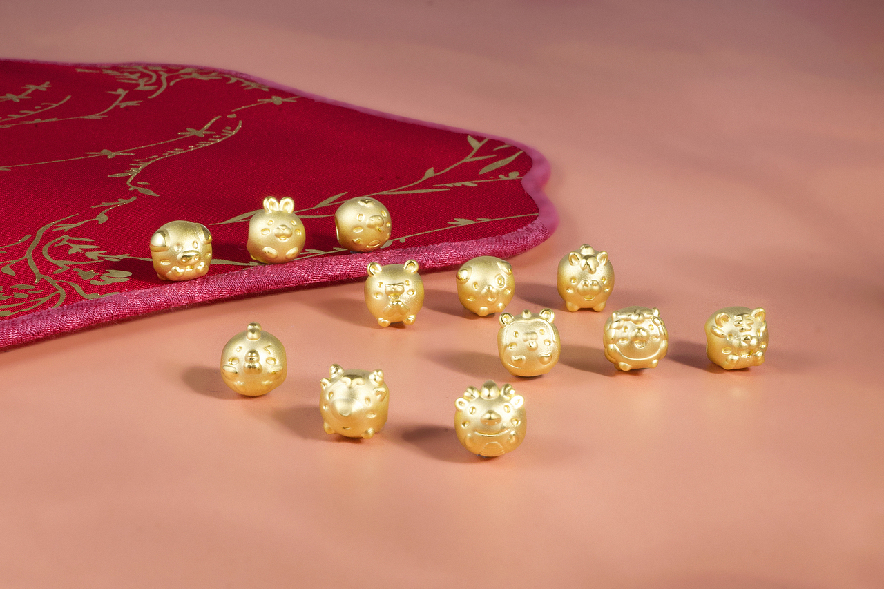 黄金产品拍摄，十二生肖转运珠场景图