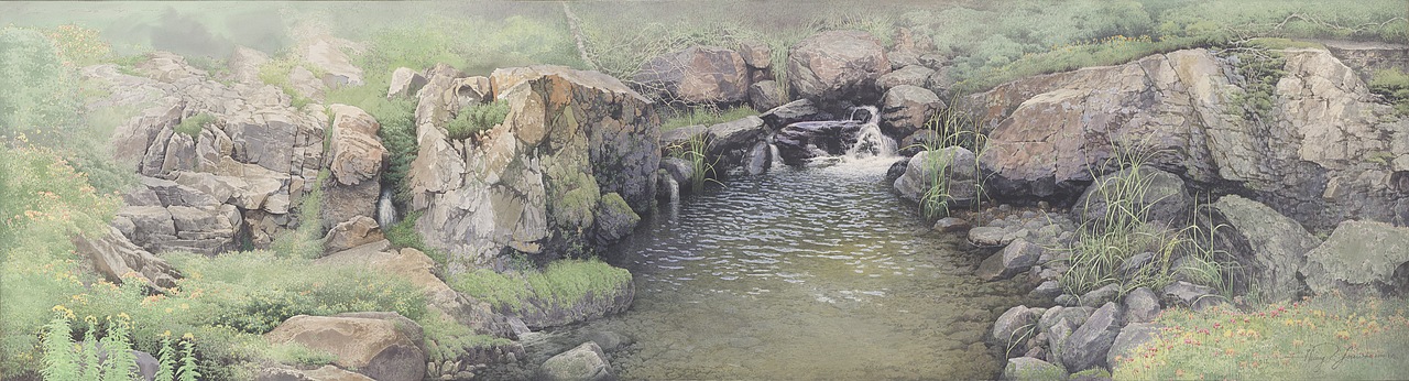 写实水彩风景，清泉石上流！（图ZOTI1Mjk0MTI=） - 绘画 - 站酷设计师黄有维水彩原创素材 - 站酷ZCOOL