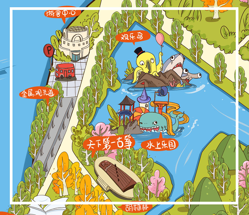 黄河三盛公水利风景区手绘地图