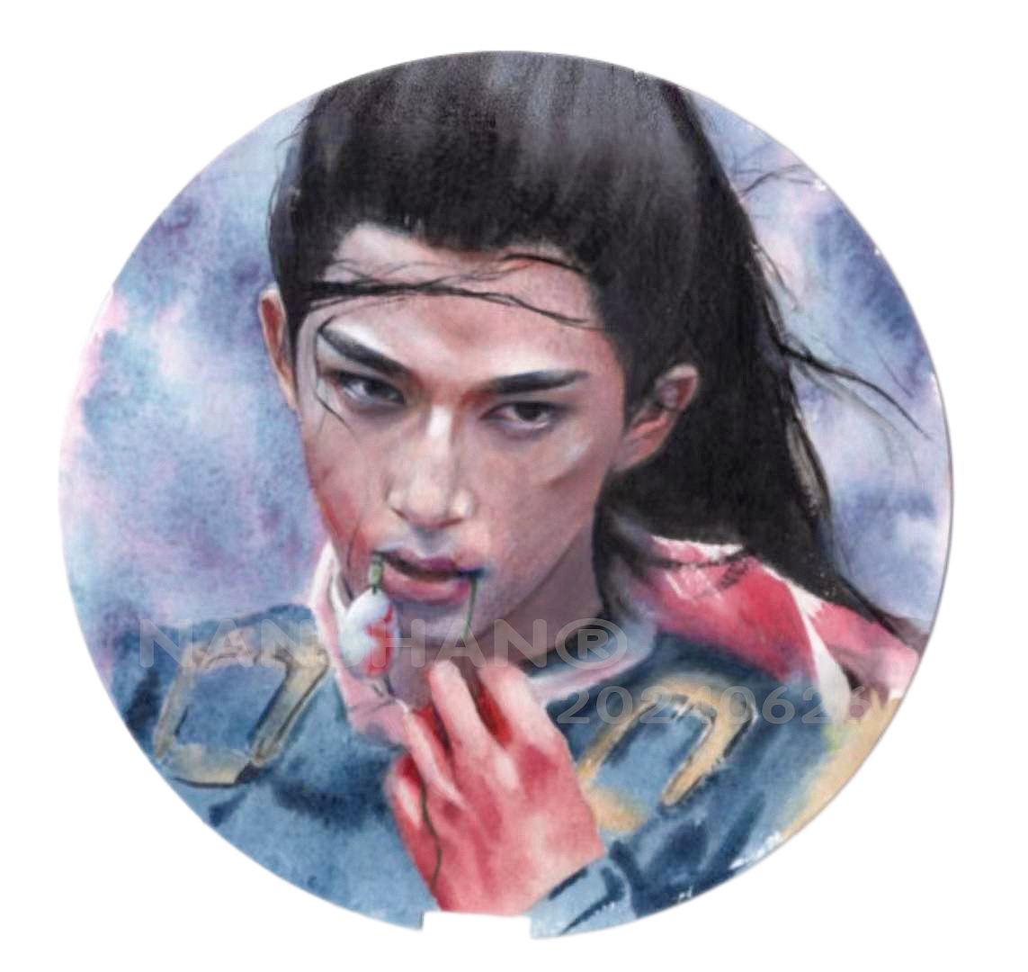 墨雨云烟肃国公王星越水彩古风人像团扇