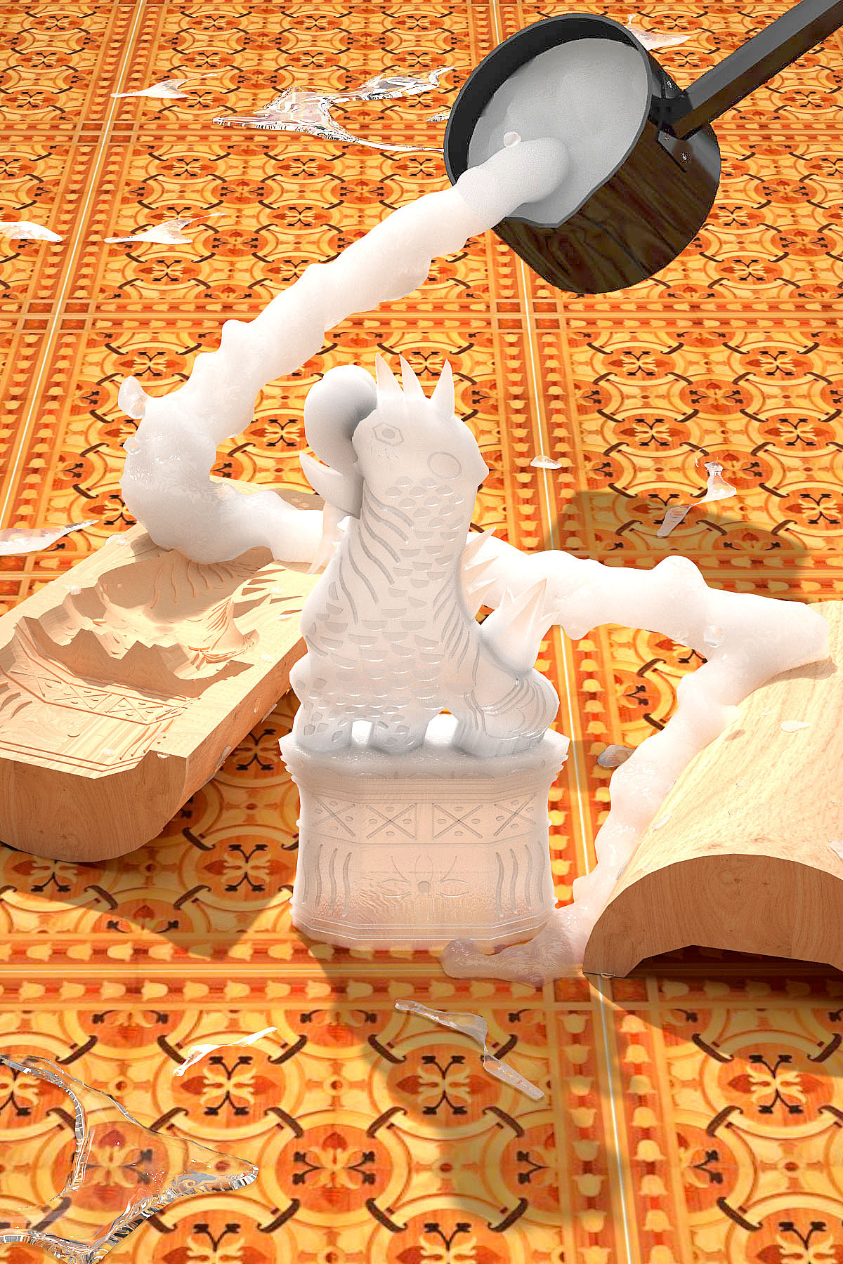 潮汕糖狮制作场景渲染