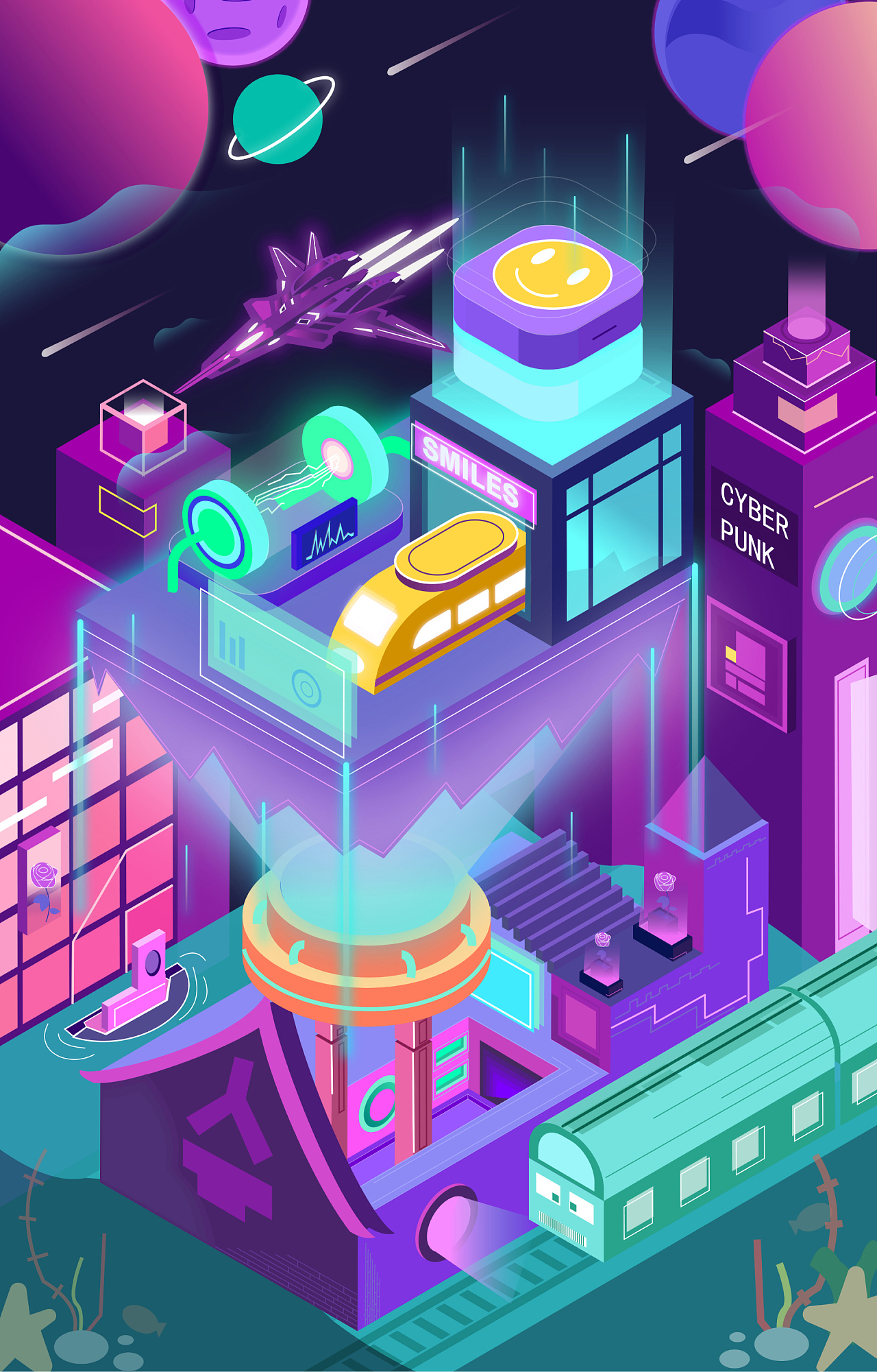 2.5d全息科技插画