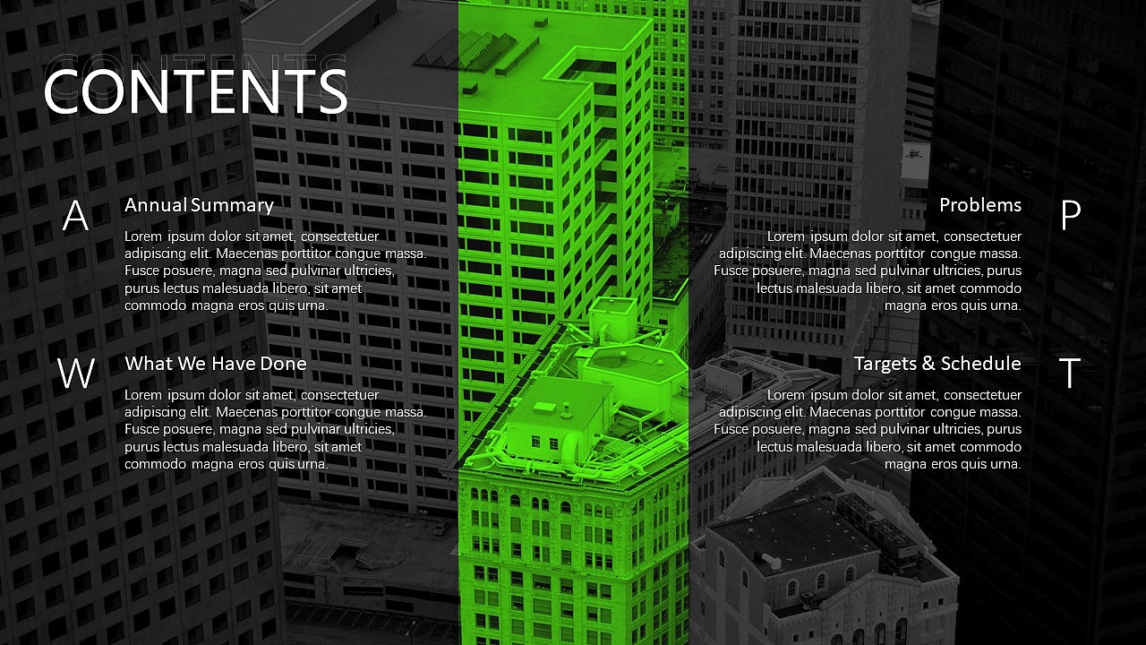 绿黑双色大气商务汇报模板