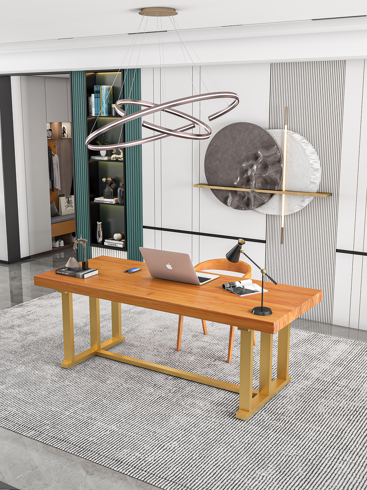 实木铁艺办公桌