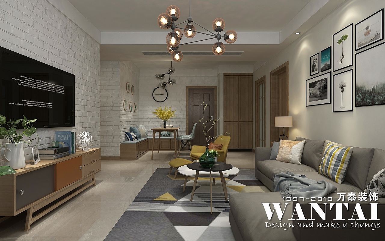 泰安开元盛世和园105m²北欧风格效果图