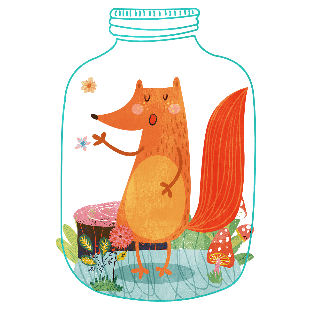 一组可爱的小动物插画