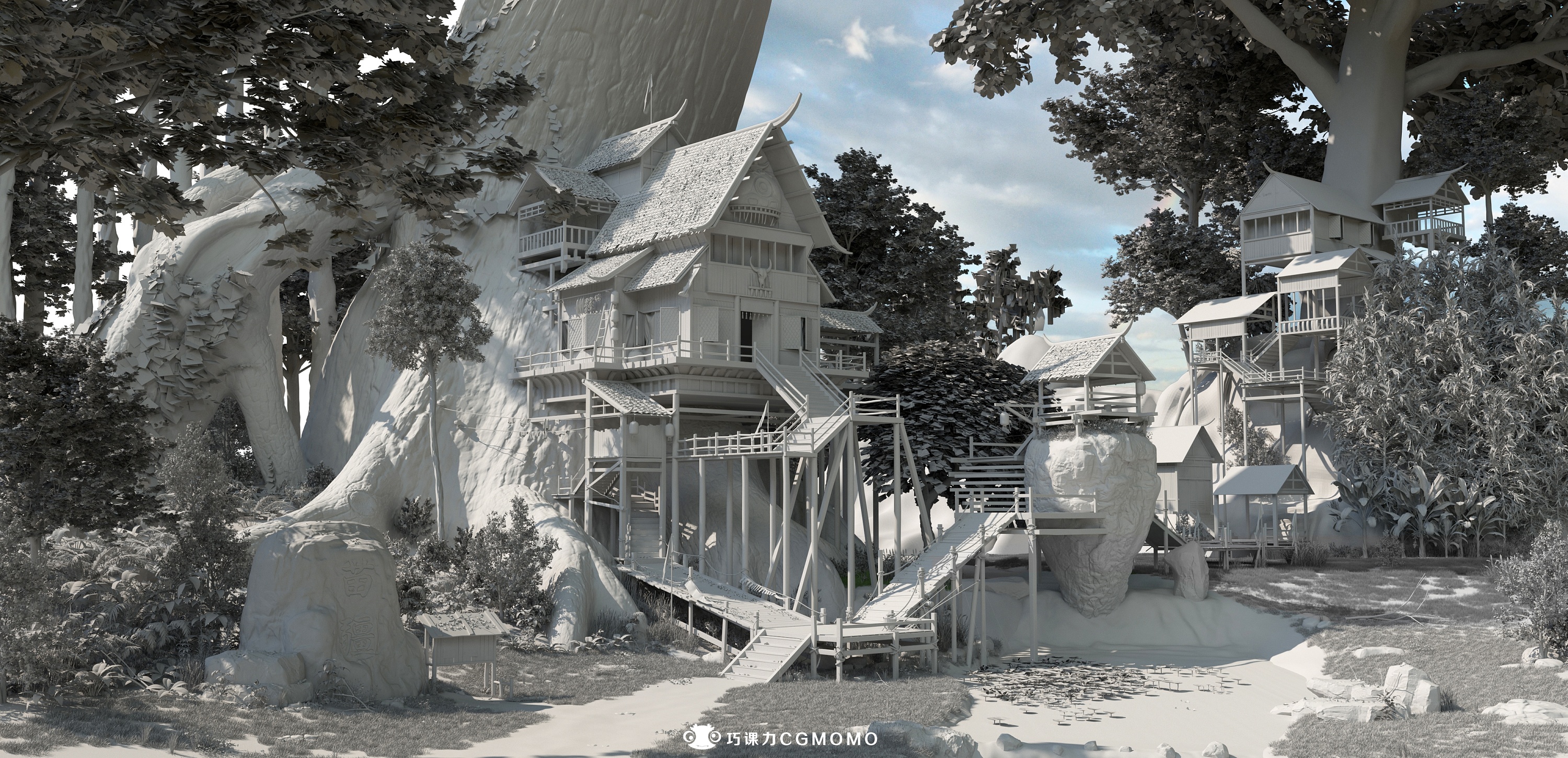 巧课力cgmomo模型班线下十一期场景作业(白模)