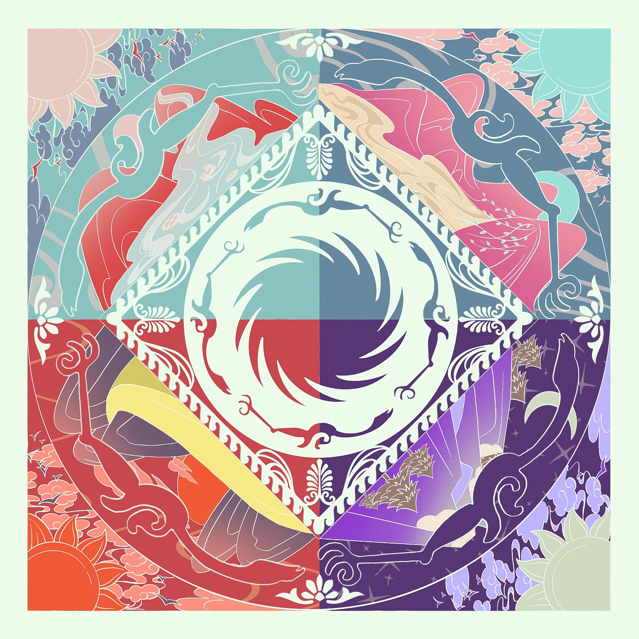 文物太阳神鸟金箔插画设计