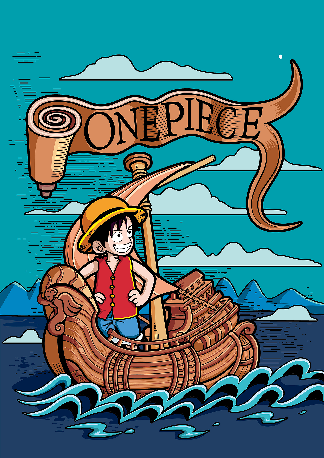 ai矢量插画重新绘制海贼王漫画插图不定期更新