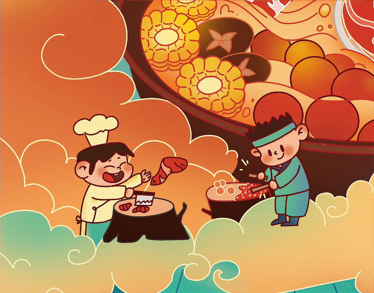 新年潮汕牛肉商铺插画（图ZMjg4NTY2Mjgw） - 商业插画 - 站酷设计师daki气气原创素材 - 站酷ZCOOL