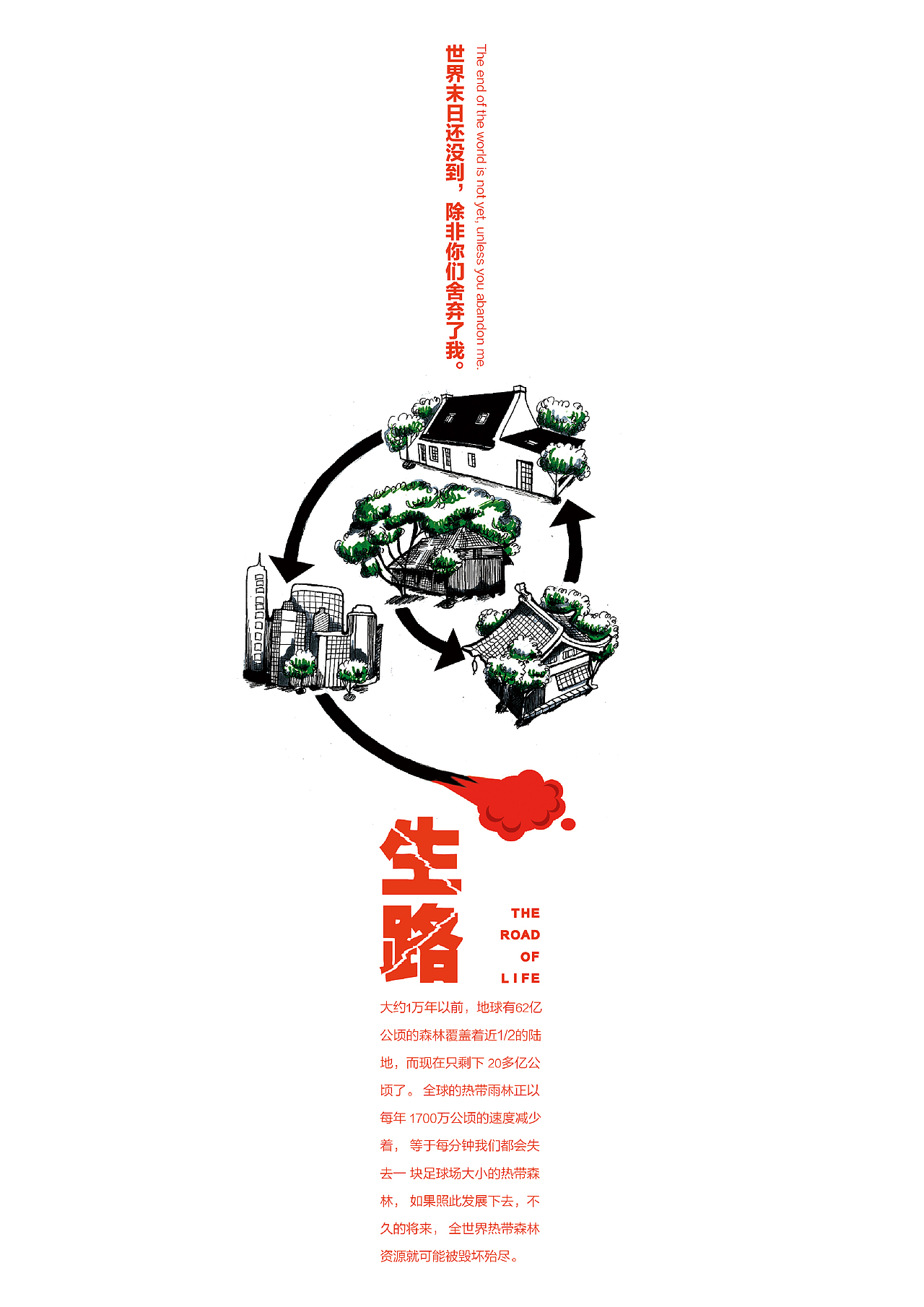 地球守卫者61黑白画公益海报衣食住行