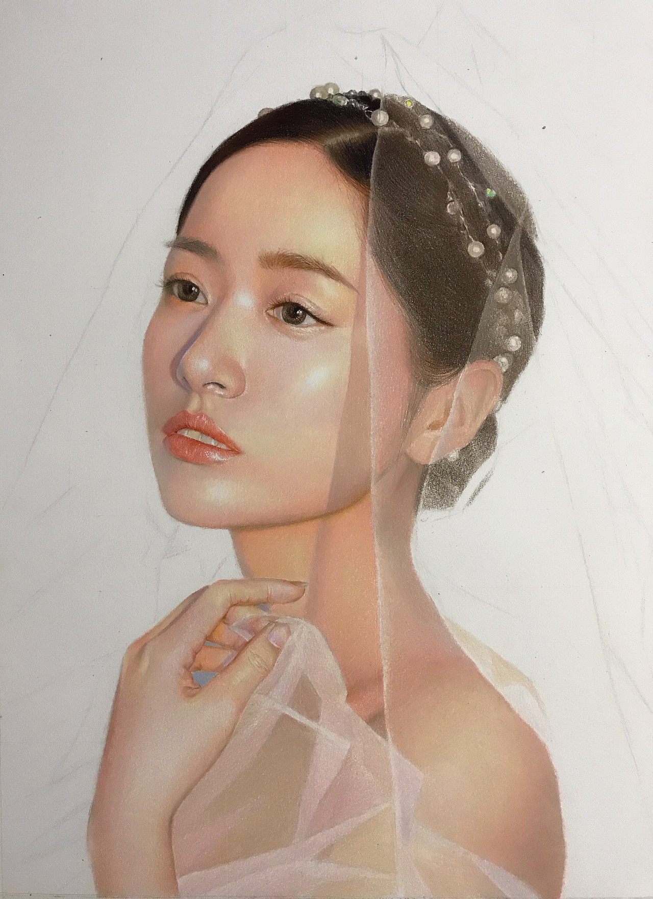 彩铅—《带珍珠头纱的少女》（图ZMTc0MDMzNTMy） - 绘画 - 站酷设计师艺璞原创素材 - 站酷ZCOOL