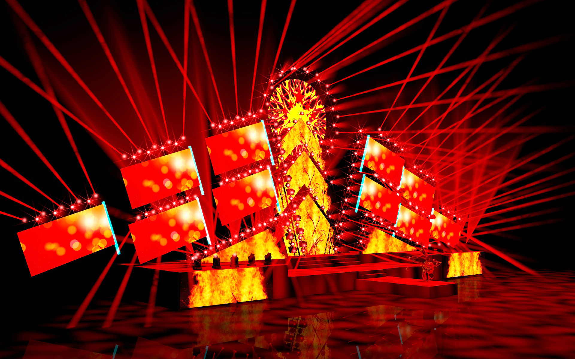 《日出东方红胜火》舞台设计|三维|其他三维|星光舞美设计 - 原创作品