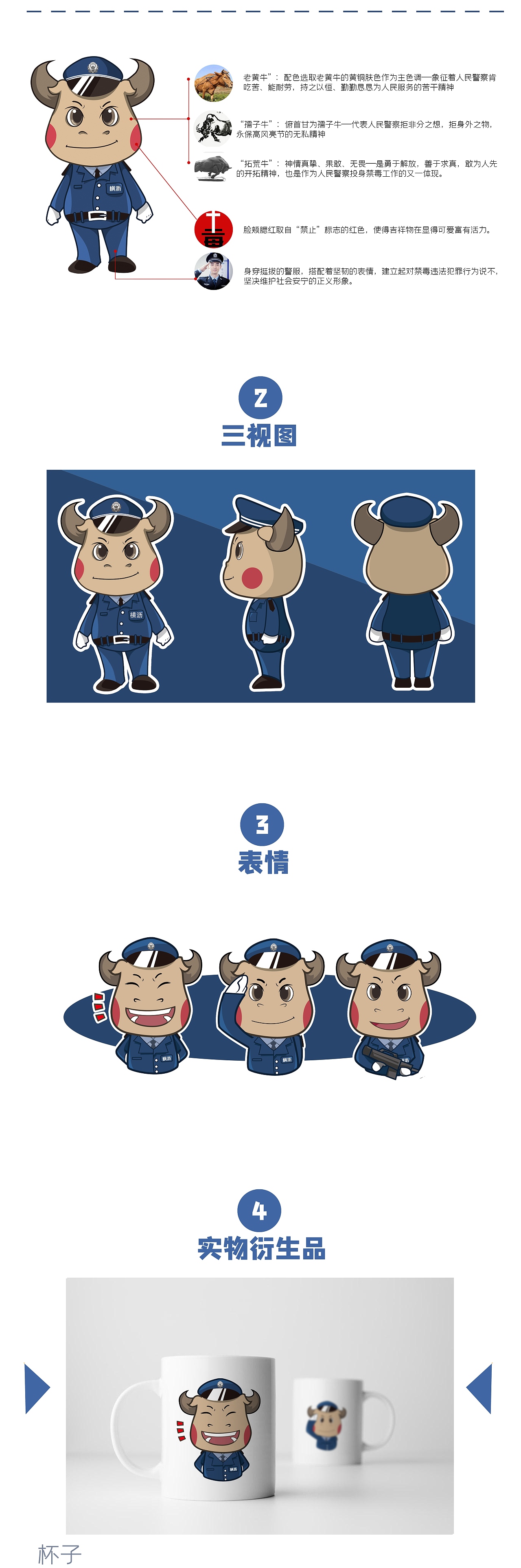 禁毒牛牛吉祥物设计