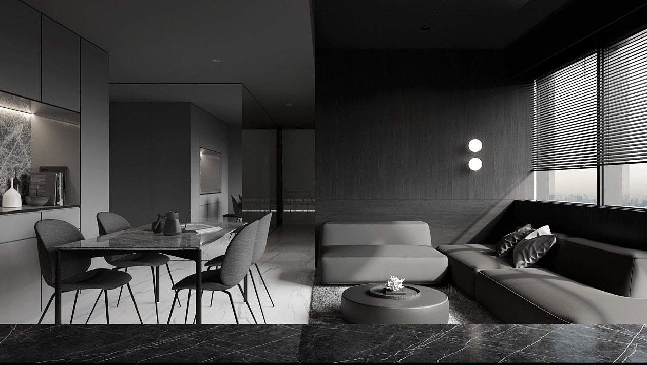 简约高级黑公寓设计（图ZMjA5NDc2NDEy） - 家装设计 - 站酷设计师效果图施工图婷婷原创素材 - 站酷ZCOOL
