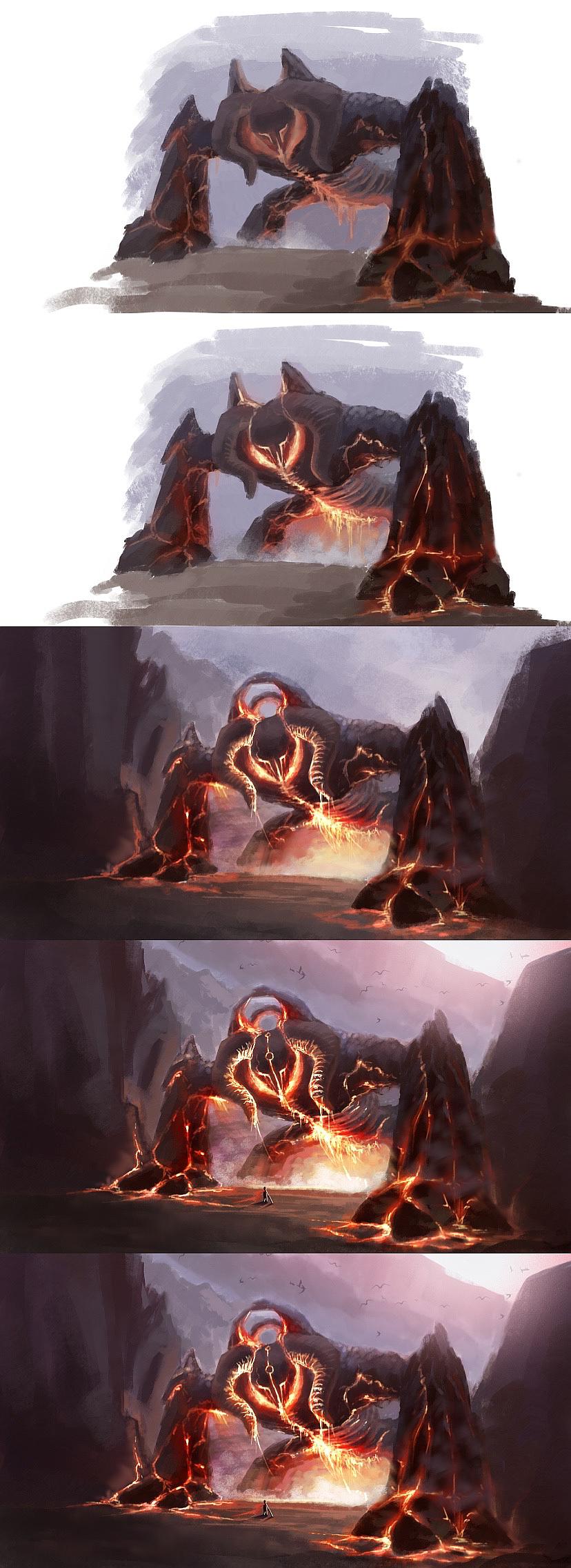 熔岩巨兽原画图片