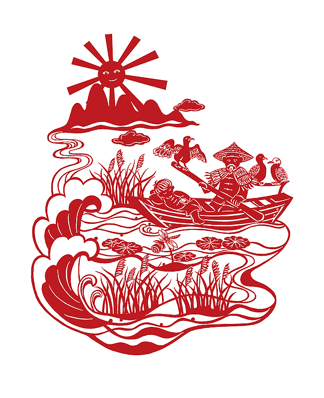 儿童图书插图 剪影剪纸 江南水乡 孩童（图ZNjY5NzUwNDQ=） - 儿童插画 - 站酷设计师beth1210原创素材 - 站酷ZCOOL