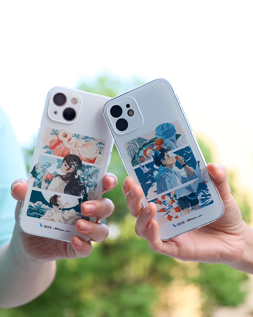 【联名插画】百分茶x阿竹uzoo荔枝季&蜜桃季联名