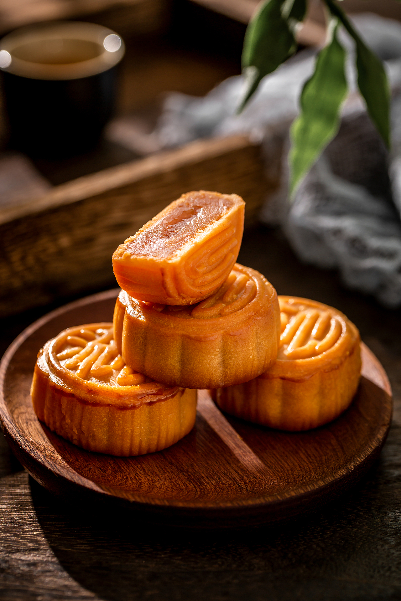 一组中式氛围月饼片