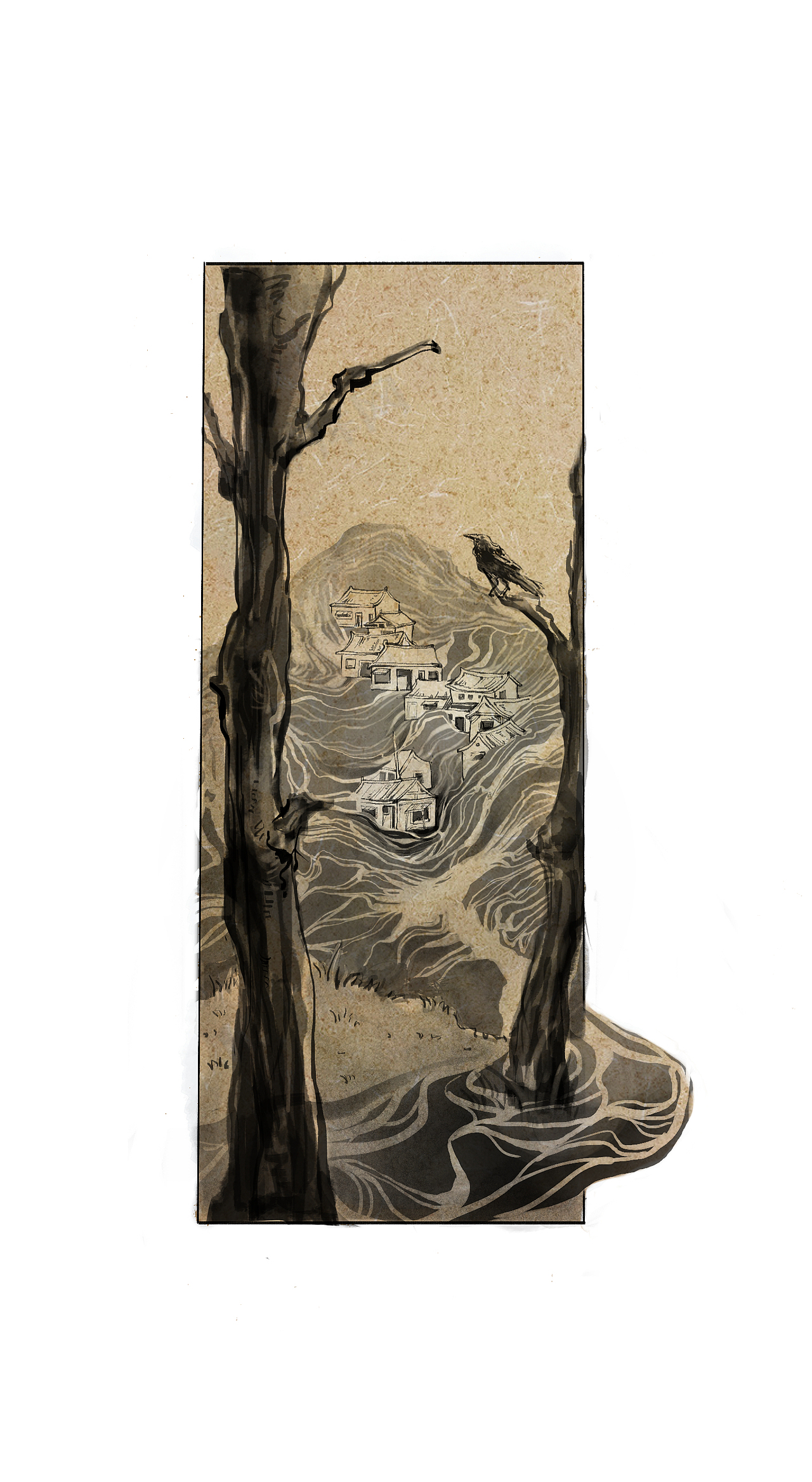 《山海經(jīng)》系列插畫--蠃魚（圖ZMzA2Mzc1MTg4） - 藝術(shù)插畫 - 站酷設(shè)計(jì)師啊豚啊原創(chuàng)素材 - 站酷ZCOOL