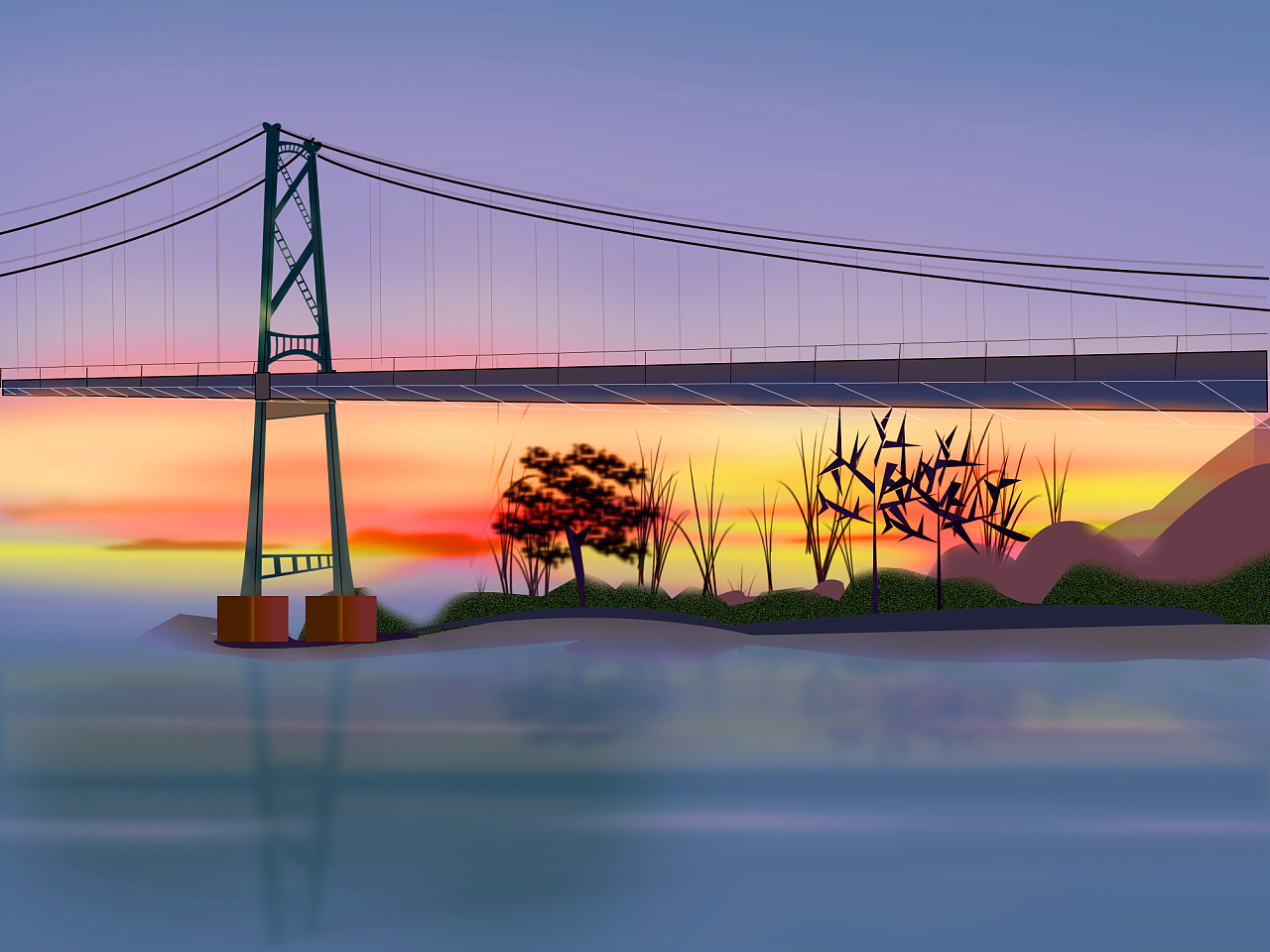 落日桥梁|插画|艺术插画|小叶木兮 - 原创作品 - 站酷 (zcool)