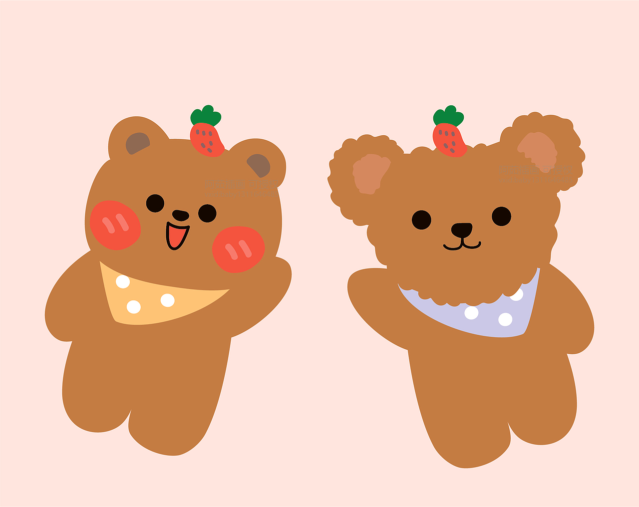 兔子和熊卡通可爱贴纸（图ZMjM5MjU3ODQ4） - 商业插画 - 站酷设计师阿茹生肖IP原创素材 - 站酷ZCOOL