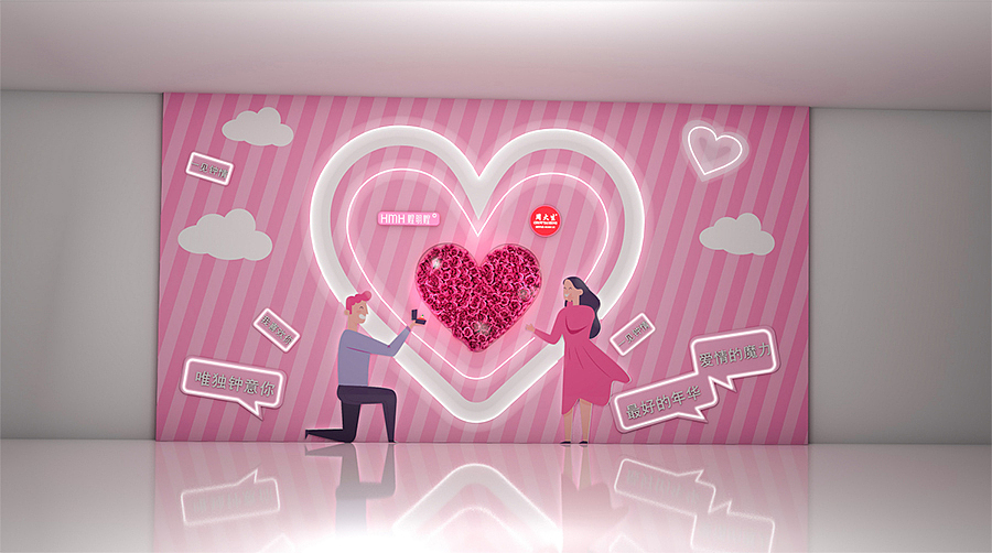 网红打卡背景墙,郑州商场美陈,浪漫背景墙,灯光亮化