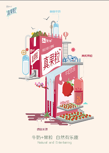 蒙牛真果粒海报设计