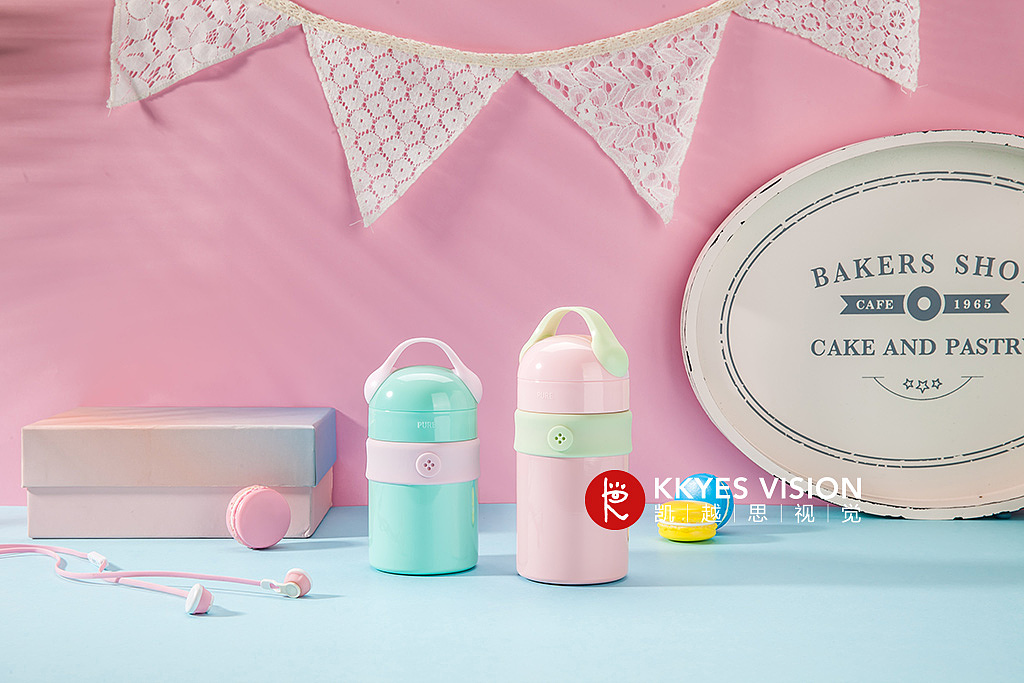 保温杯 萌系 马卡龙 可爱水杯 静物拍摄 产品摄影