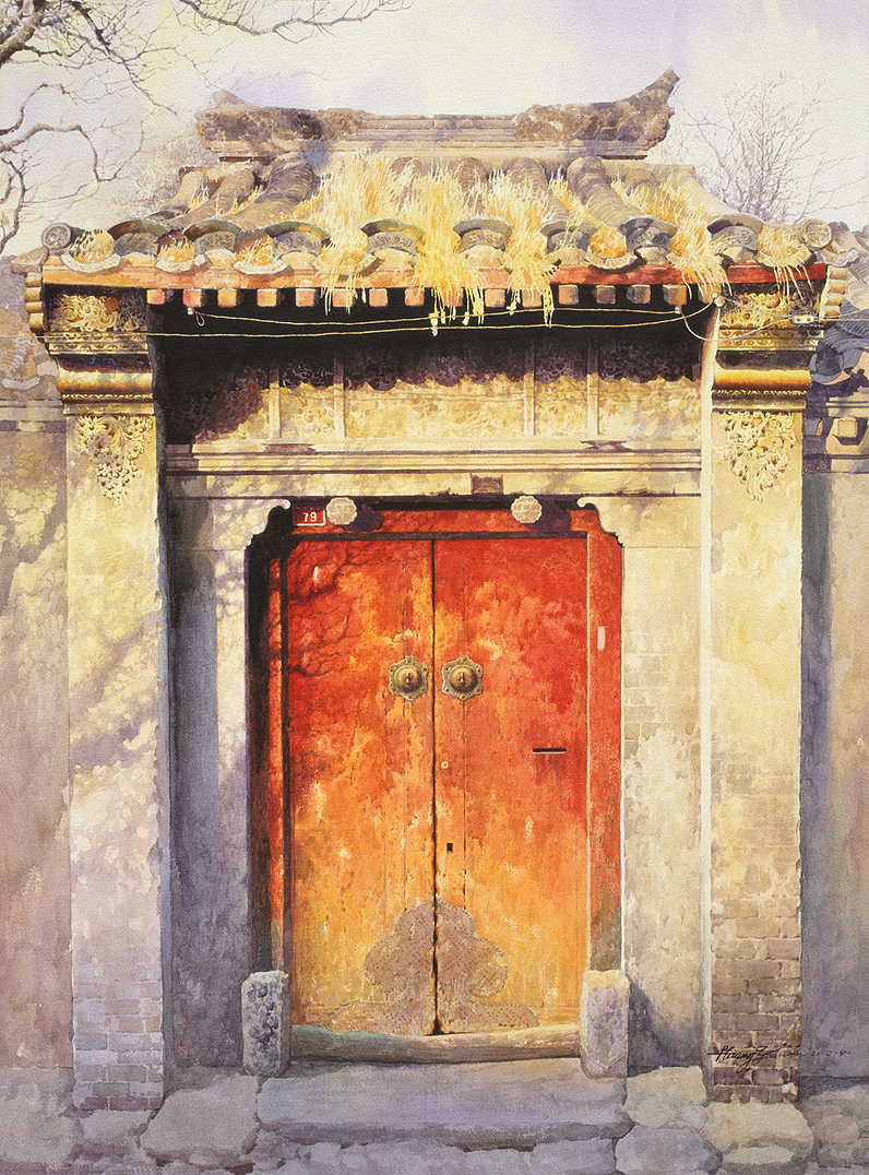 56张网上极少出现的北京胡同系列水彩作品集合