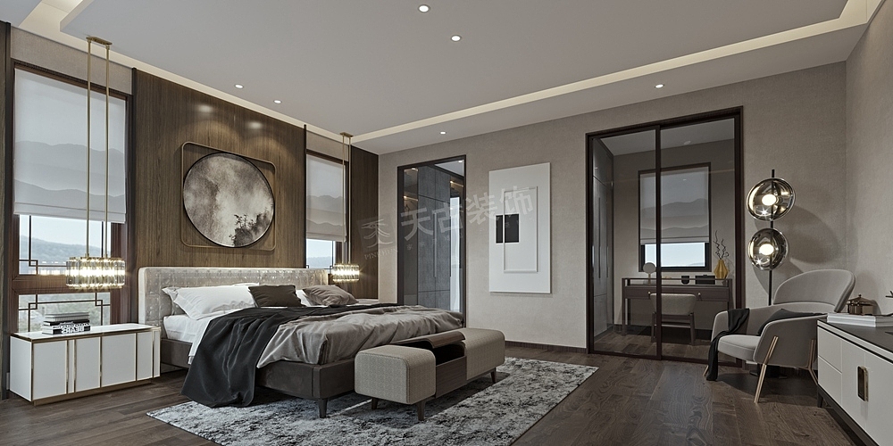 重庆高尔夫别墅装修,独栋新中式风格,天古设计师马健