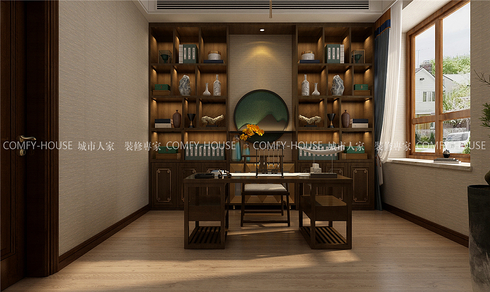 聊城水榭香墅四室两厅新中式风格装修效果图