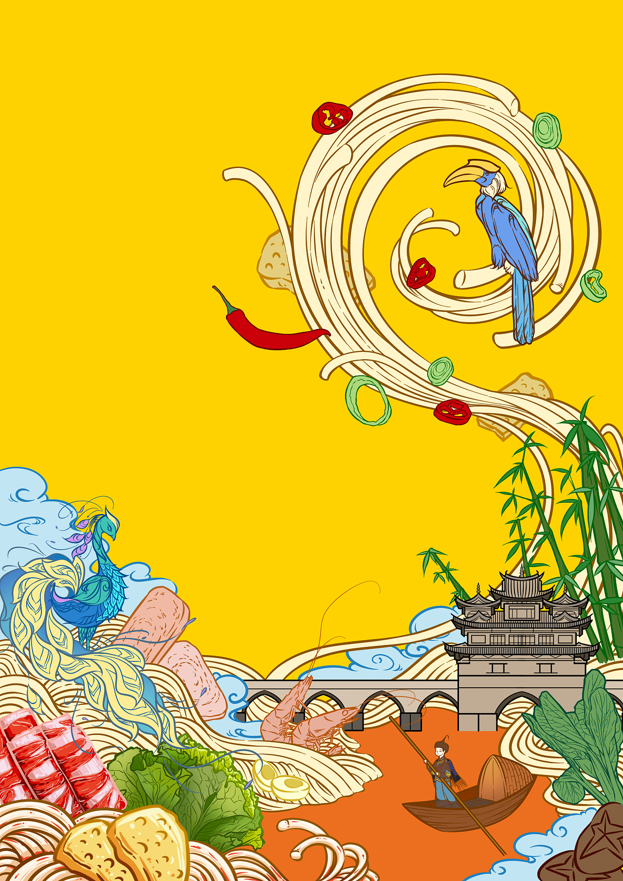 过桥米线 包装插画设计